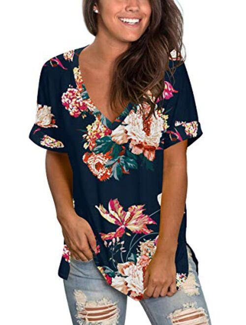 SAMPEEL Womens Short Sleeve T Shirts Summer Casual Tunic Tops