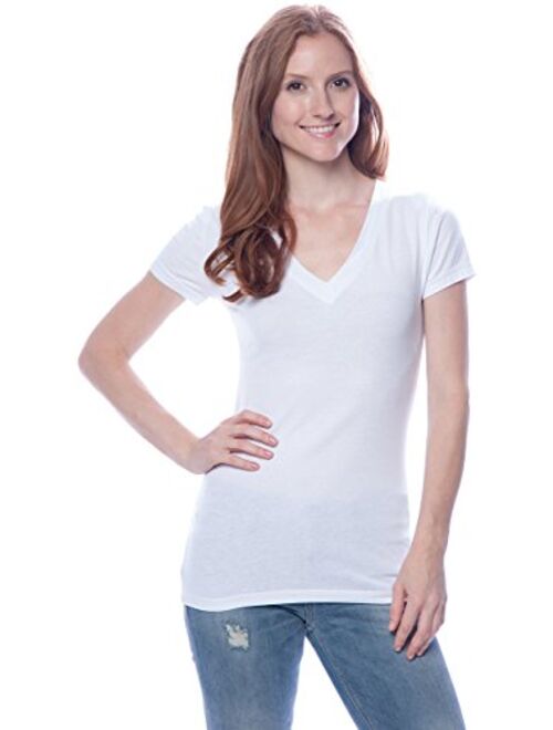 Zenana Outfitters 4 Pack Zenana Women's Basic V-Neck T-Shirts