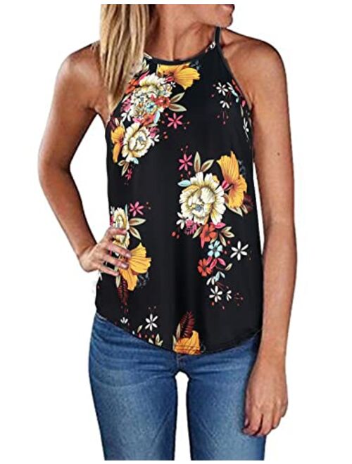 Sherosa Women's Casual Spaghetti Strap Floral Print Tank Tops Camis Shirt