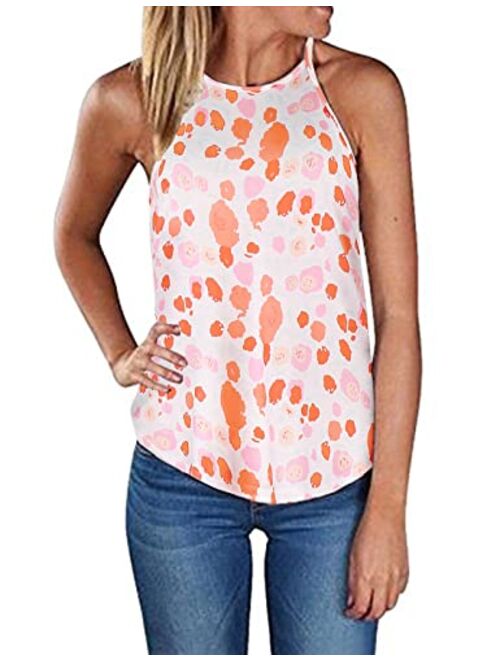 Sherosa Women's Casual Spaghetti Strap Floral Print Tank Tops Camis Shirt