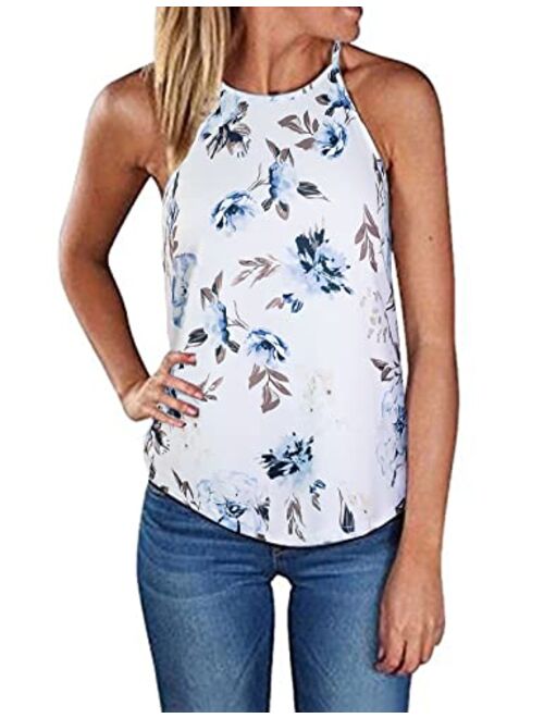 Sherosa Women's Casual Spaghetti Strap Floral Print Tank Tops Camis Shirt