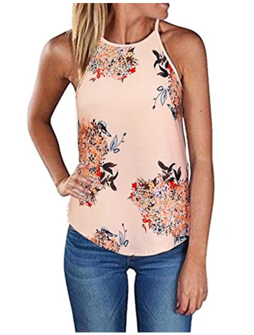 Sherosa Women's Casual Spaghetti Strap Floral Print Tank Tops Camis Shirt