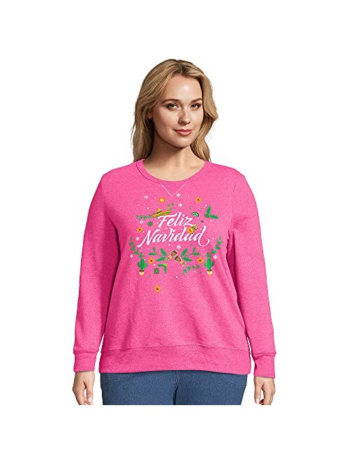 JUST MY SIZE Women's Size Plus Ugly Christmas Sweatshirt