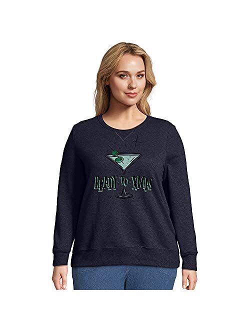 JUST MY SIZE Women's Size Plus Ugly Christmas Sweatshirt