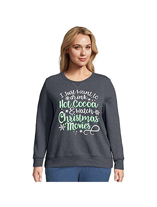 JUST MY SIZE Women's Size Plus Ugly Christmas Sweatshirt