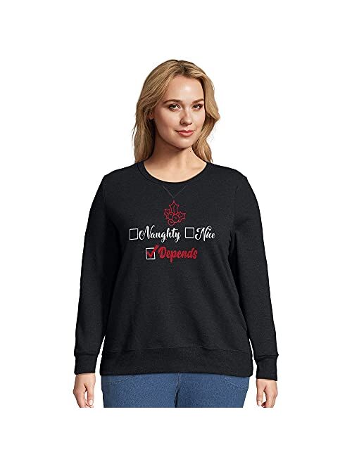 JUST MY SIZE Women's Size Plus Ugly Christmas Sweatshirt