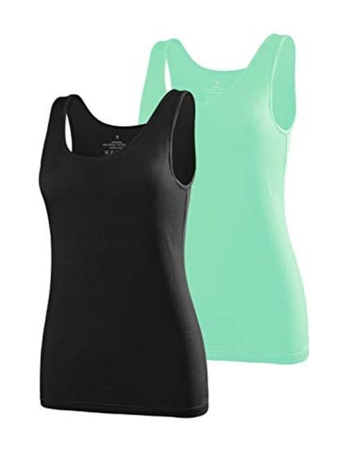 AMVELOP Elastic Tank Tops for Women Undershirts Pack of 4 Slim-Fit Camisole