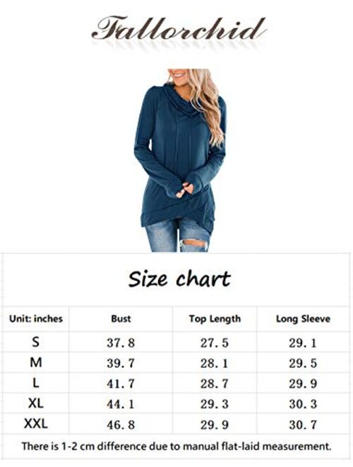 Fallorchid Womens Cowl Neck Tunic Tops Long Sleeve Pullovers Casual Drawstring Sweatshirts