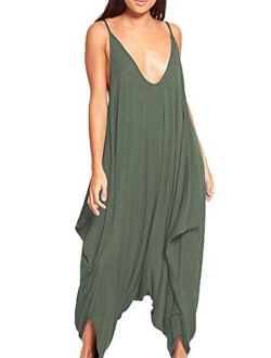 Re Tech UK - Ladies Harem Romper - Loose Sleeveless Jumpsuit - V-Neck