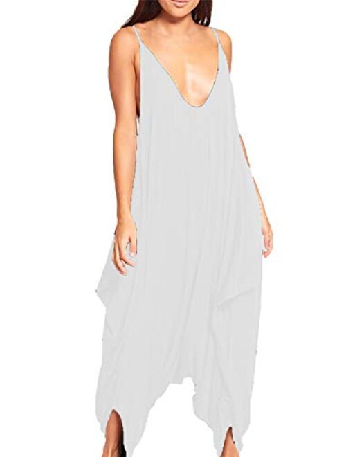 Re Tech UK - Ladies Harem Romper - Loose Sleeveless Jumpsuit - V-Neck