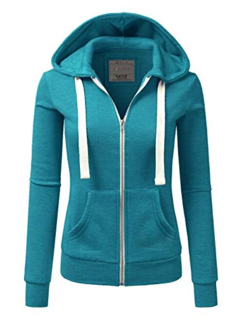 NINEXIS Womens Long Sleeve Zip Up Hoodie Top Color Block Basic Casual Hooded Sweatshirt