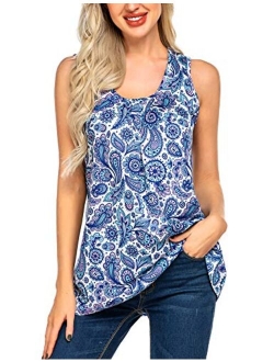 Zeagoo Women's Floral Print Loose Casual Flowy Tunic Tank Top