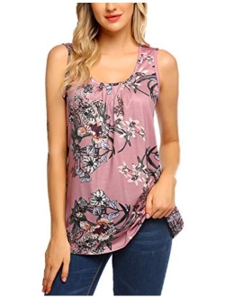 Zeagoo Women's Floral Print Loose Casual Flowy Tunic Tank Top