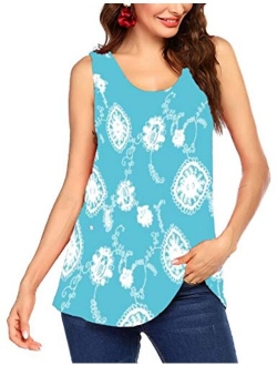 Zeagoo Women's Floral Print Loose Casual Flowy Tunic Tank Top