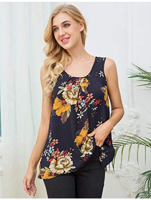 Zeagoo Women's Floral Print Loose Casual Flowy Tunic Tank Top