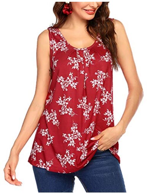 Zeagoo Women's Floral Print Loose Casual Flowy Tunic Tank Top