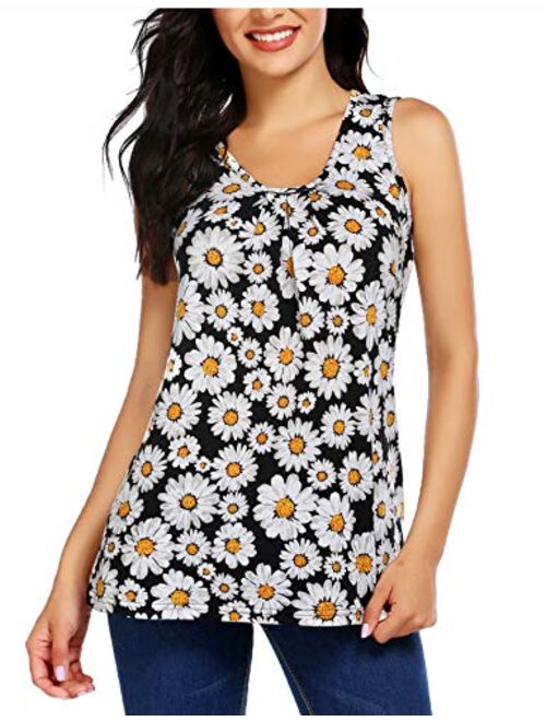 Zeagoo Women's Floral Print Loose Casual Flowy Tunic Tank Top