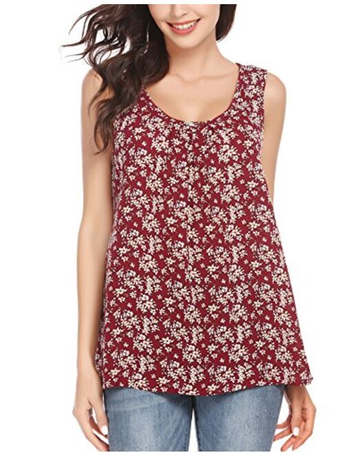 Zeagoo Women's Floral Print Loose Casual Flowy Tunic Tank Top