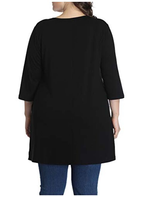 Shiaili Autumn Women's Plus Size Tunic Shirts Pockets Flowy Tops