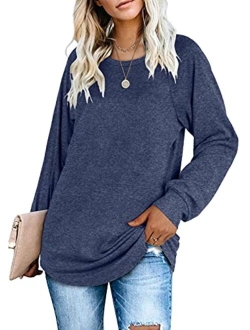 SAMPEEL Women's V Neck T Shirt with Suede Pocket Long Sleeve Fall Winter S-XXL