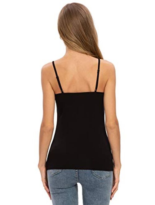 Air Curvey 2&4 PCS Basic Camisole for Women Cami Tanks Adjustable Spaghetti Strap Tank Tops