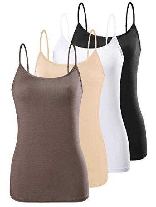 Air Curvey 2&4 PCS Basic Camisole for Women Cami Tanks Adjustable Spaghetti Strap Tank Tops