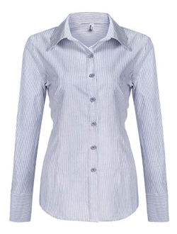 Womens Cotton Basic Button Down Shirt Slim Fit Dress Shirts