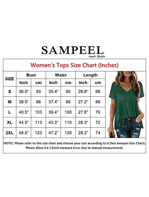 SAMPEEL Women's Basic V Neck Short Sleeve T Shirts Summer Casual Tops