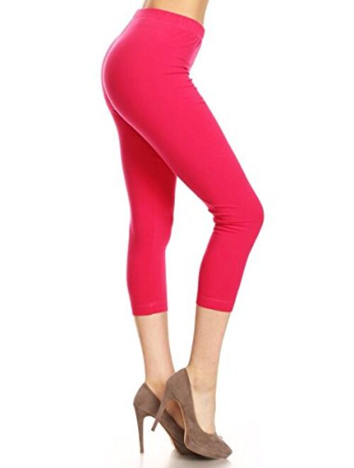 Leggings Depot Women's Premium Cotton Soft Capri Yoga Pants NCL27