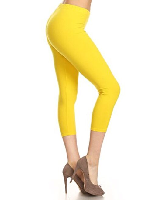 Leggings Depot Women's Premium Cotton Soft Capri Yoga Pants NCL27