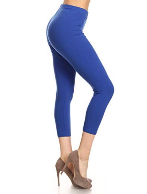 Leggings Depot Women's Premium Cotton Soft Capri Yoga Pants NCL27