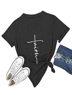 Mansy Women's T-Shirt Casual Short Sleeve Letter Printed Summer Cute Graphic Tee Tops