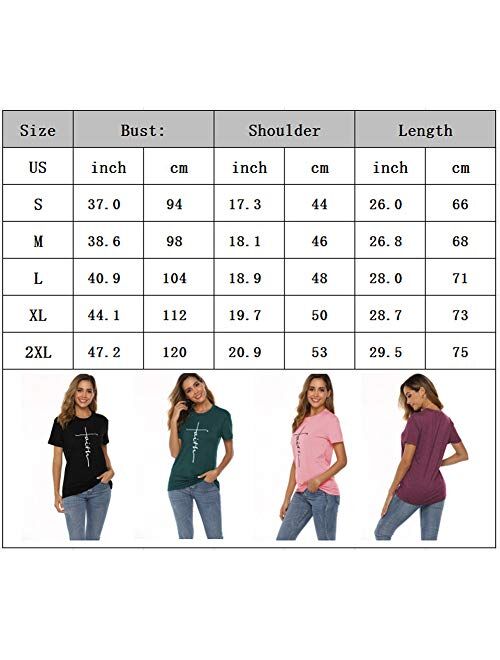 Mansy Women's T-Shirt Casual Short Sleeve Letter Printed Summer Cute Graphic Tee Tops