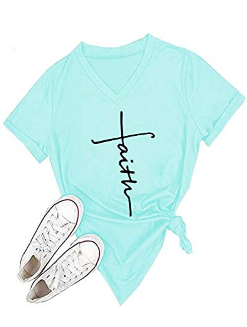 Mansy Women's T-Shirt Casual Short Sleeve Letter Printed Summer Cute Graphic Tee Tops