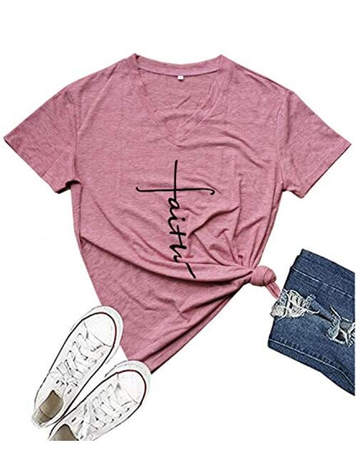 Mansy Women's T-Shirt Casual Short Sleeve Letter Printed Summer Cute Graphic Tee Tops