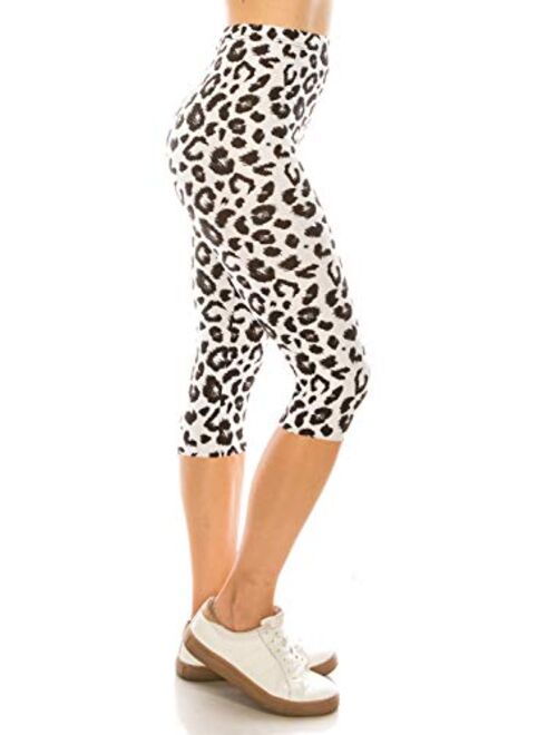 Leggings Depot Women's Popular Capri Cropped Regular and Plus Printed High Waist Leggings Batch5