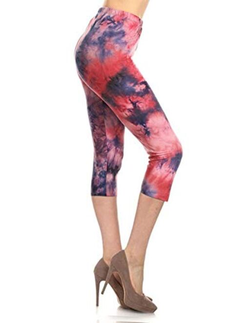 Leggings Depot Women's Popular Capri Cropped Regular and Plus Printed High Waist Leggings Batch5