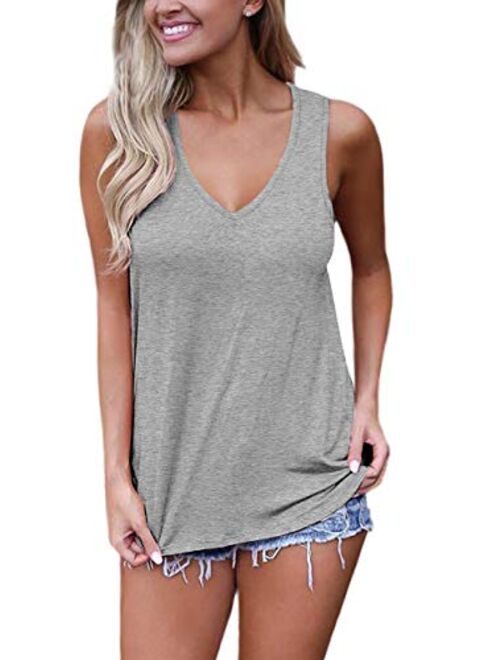 Sipaya Womens Tank Tops Summer Tops Casual Cami Shirts Basic Lace up Blouse S-XL