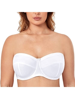 Women's Strapless Bra for Large Bust Underwire Ultra Support Convertible Strap