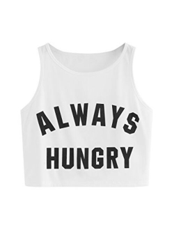 Women's Casual Sleeveless Round Neck Workout Crop Tank Top Shirts