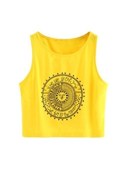 Women's Casual Sleeveless Round Neck Workout Crop Tank Top Shirts