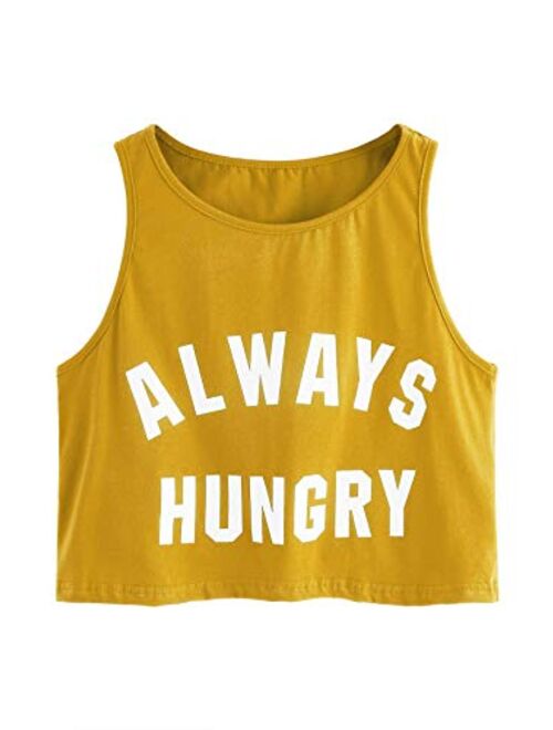 SweatyRocks Women's Casual Sleeveless Round Neck Workout Crop Tank Top Shirts