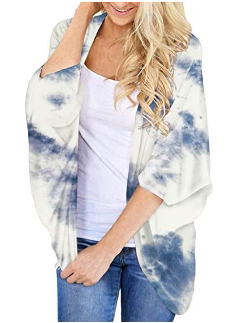 BB&KK Women's Lightweight Summer Cardigans Solid Color Cotton Kimono Cover Ups Tops 3/4 Sleeve