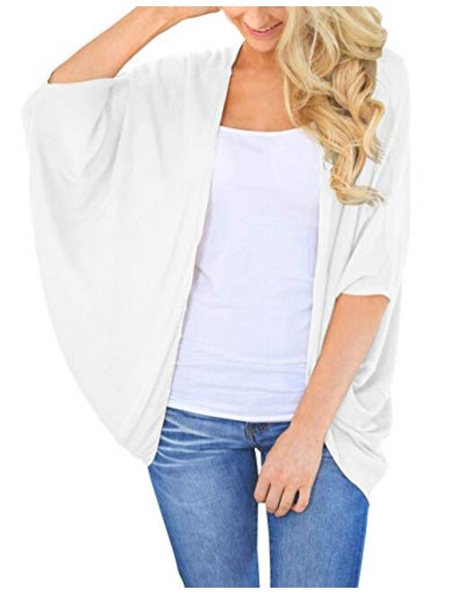 BB&KK Women's Lightweight Summer Cardigans Solid Color Cotton Kimono Cover Ups Tops 3/4 Sleeve