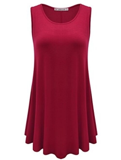 JollieLovin Womens Sleeveless Comfy Plus Size Tunic Tank Top with Flare Hem