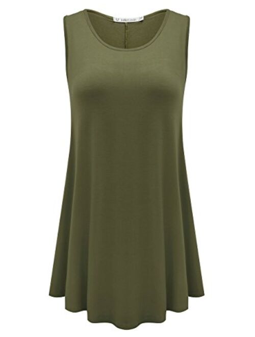 JollieLovin Womens Sleeveless Comfy Plus Size Tunic Tank Top with Flare Hem