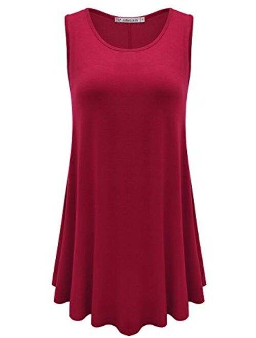 JollieLovin Womens Sleeveless Comfy Plus Size Tunic Tank Top with Flare Hem