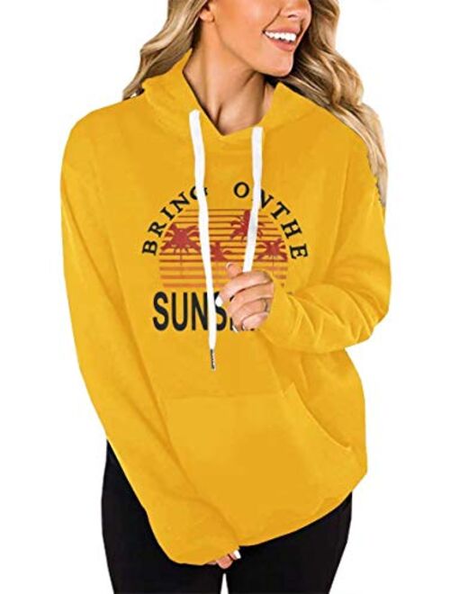 LACOZY Women's Good Vibes Hoodies Long Sleeve Shirt Casual Graphic Tee Shirt Fall Clothes for Women Tops Blouse