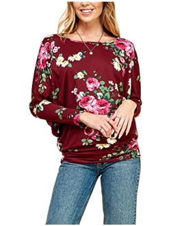 Lock and Love Women' s Flowy and Comfort Draped Long Sleeve Batwing Dolman top S-3XL Plus Size_Made in U.S.A.