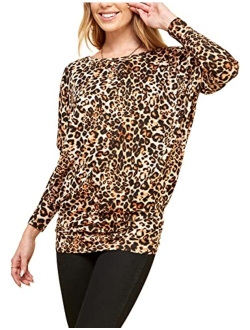 Lock and Love Women' s Flowy and Comfort Draped Long Sleeve Batwing Dolman top S-3XL Plus Size_Made in U.S.A.